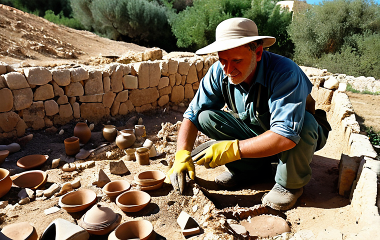 **
"A professional archaeologist, fully clothed in modest field attire, carefully excavating ancient pottery shards at an archaeological dig site in Israel, appropriate content, safe for work, perfect anatomy, correct proportions, natural pose, sunny day, detailed background, high quality, professional photography"
**