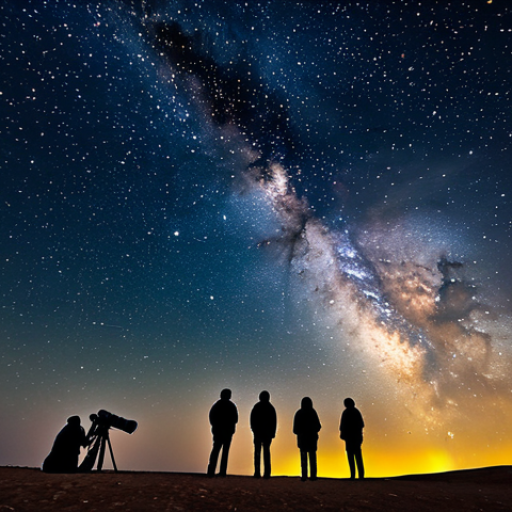 이스라엘의 주요 사막 관광 명소 - Negev Desert Stargazing**
"A family-friendly scene under a vast, starlit sky in the Negev Desert. A...