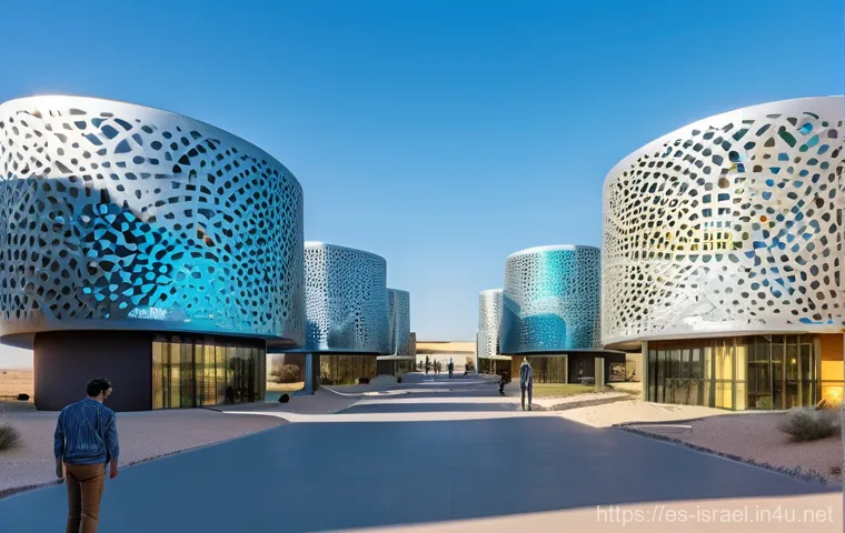 이스라엘의 주요 지역 경제 발전 - **Cyber Oasis in the Desert: Beersheba's Tech Hub**
A vibrant, futuristic image of Beersheba's C...
