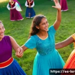 이스라엘 전통 무용의 역사와 형태 - **A Joyful Hora Celebration of Unity**
A vibrant, high-angle view captures a diverse group of pe...