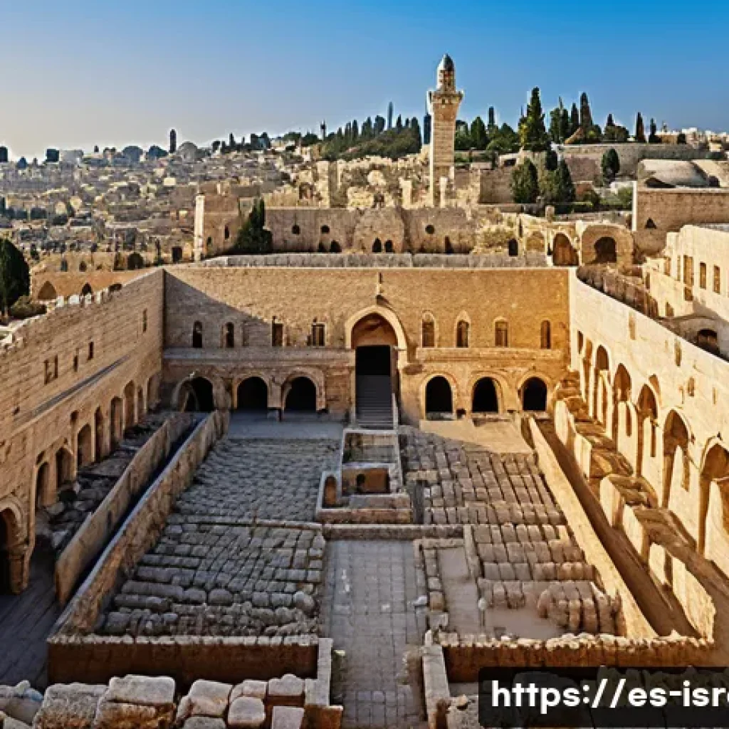 이스라엘 고고학의 세계적 중요성 - A panoramic view of Jerusalem&rsquo;s Old City archaeological site at sunrise, showcasing layered ruins fr...