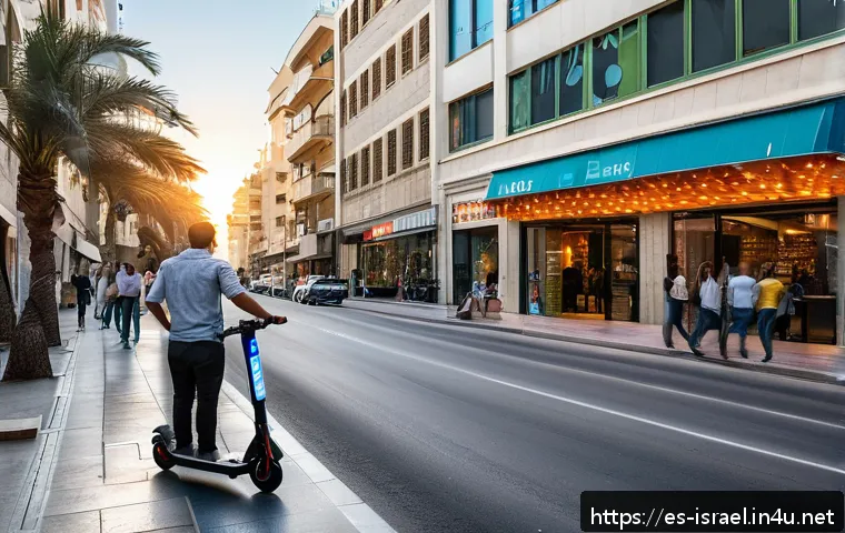 이스라엘의 주요 도시와 정치적 역할 - A vibrant street scene in Tel Aviv at sunset, showcasing a bustling urban environment filled with mo...
