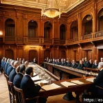 이스라엘의 20세기 정치사 - A historically accurate scene depicting the 1897 First Zionist Congress: a large, elegant conference...