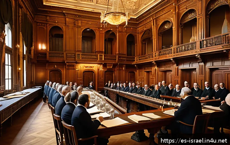 이스라엘의 20세기 정치사 - A historically accurate scene depicting the 1897 First Zionist Congress: a large, elegant conference...