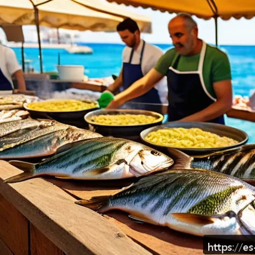 이스라엘에서 추천하는 해산물 레스토랑 - A vibrant Mediterranean seafood market scene in Tel Aviv&rsquo;s Carmel Market, bustling with local chefs ...